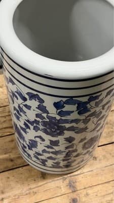 Williams Sonoma Blue White Ceramic Floral Planter Vase 16” Tall - Thumbnail 5