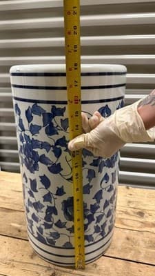 Williams Sonoma Blue White Ceramic Floral Planter Vase 16” Tall - Thumbnail 7