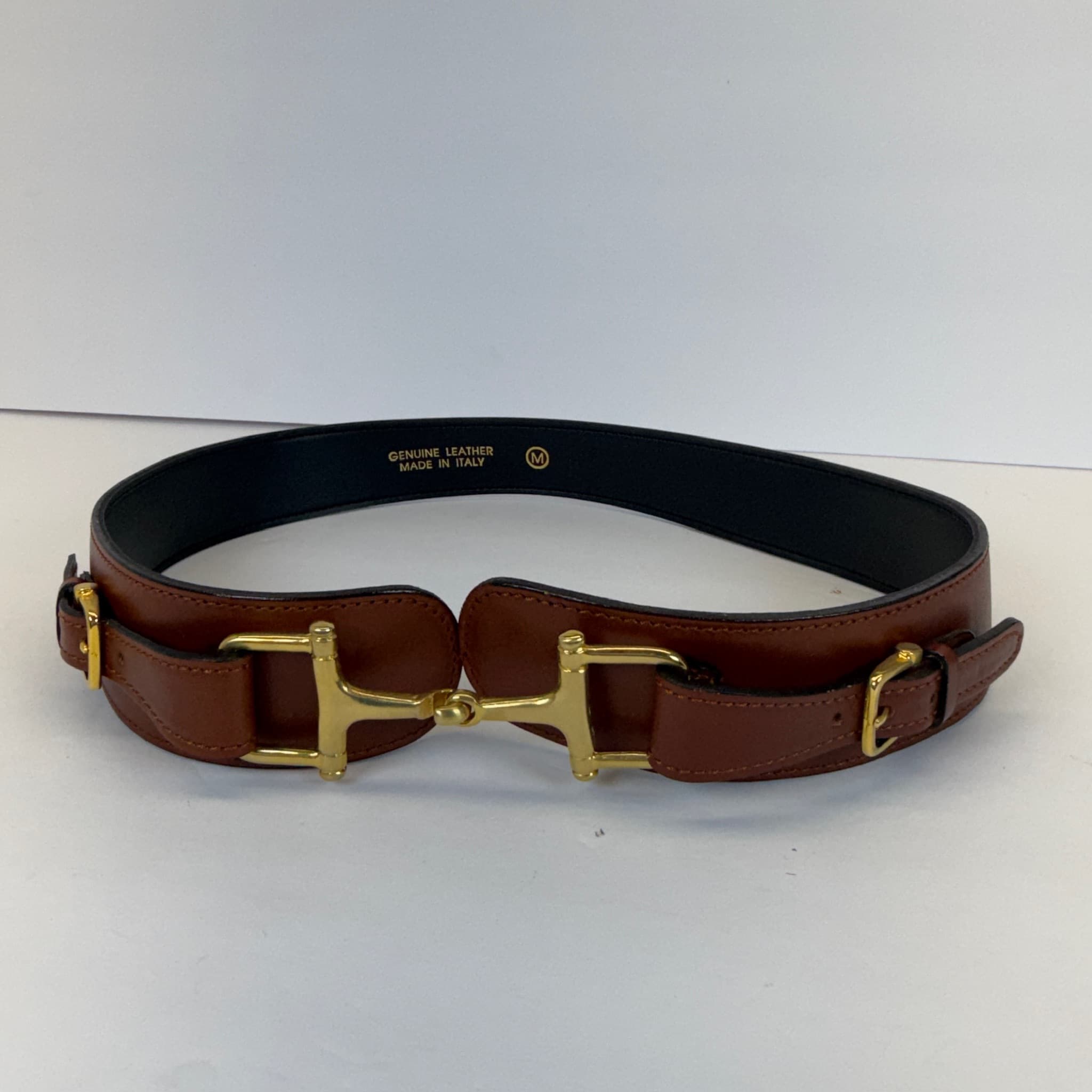 Genuine Leather Belt Made in Italy Horsebit Buckle Women's Size M
