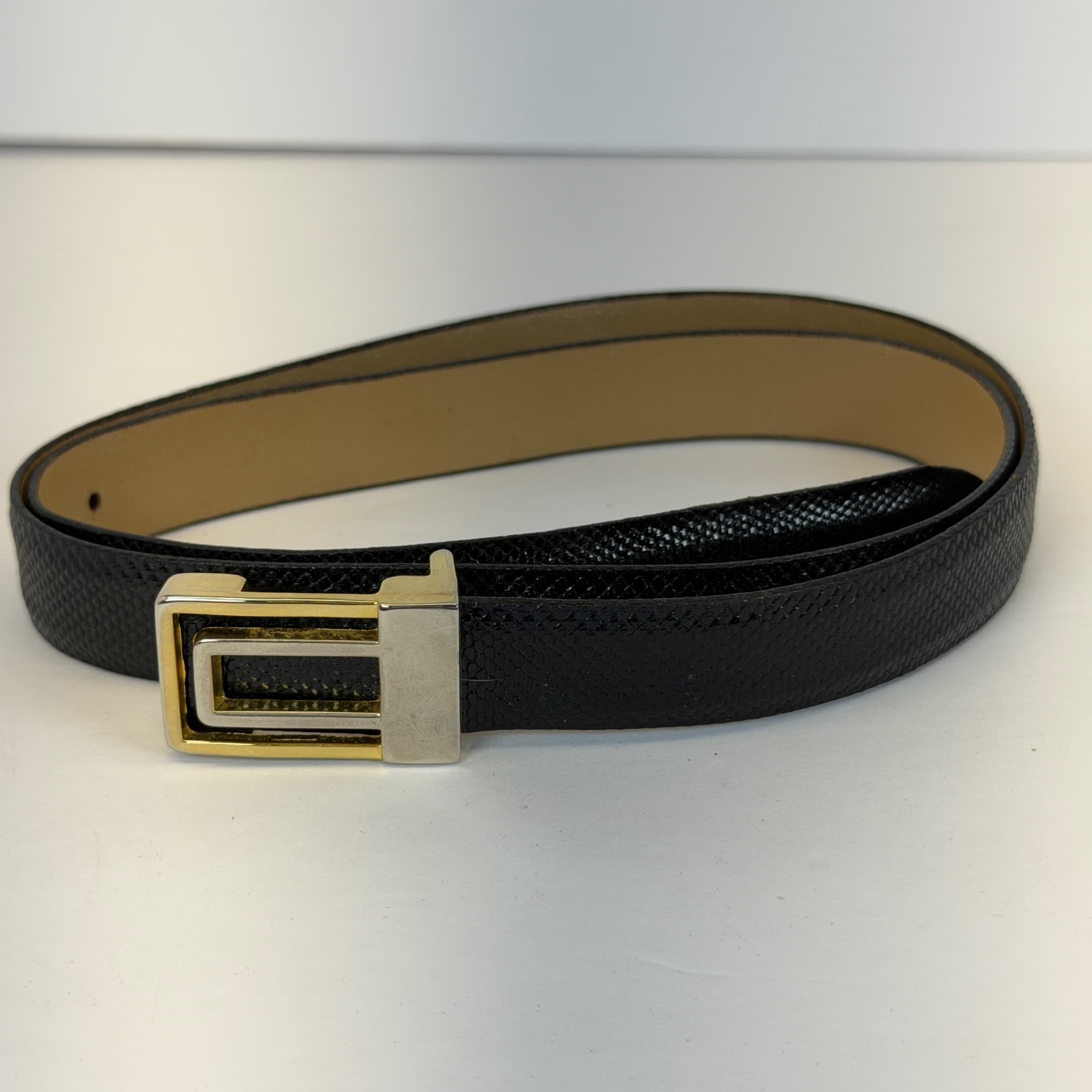 Cartier Genuine Reptile Leather Belt Medium Reversible Gold Silver Buckle