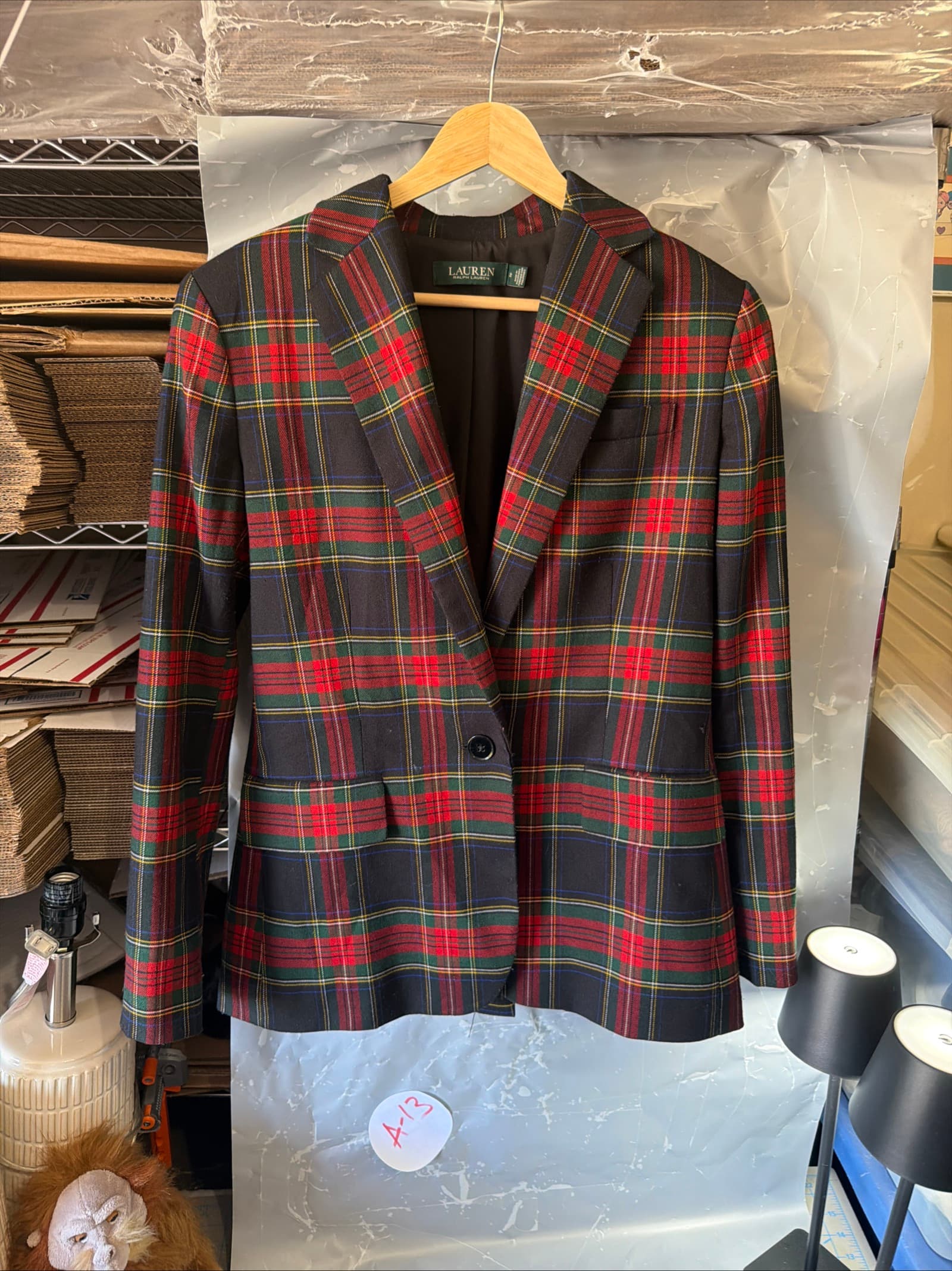 Lauren Ralph Lauren Women's Tartan Plaid Blazer Size 2 Single Button Lined