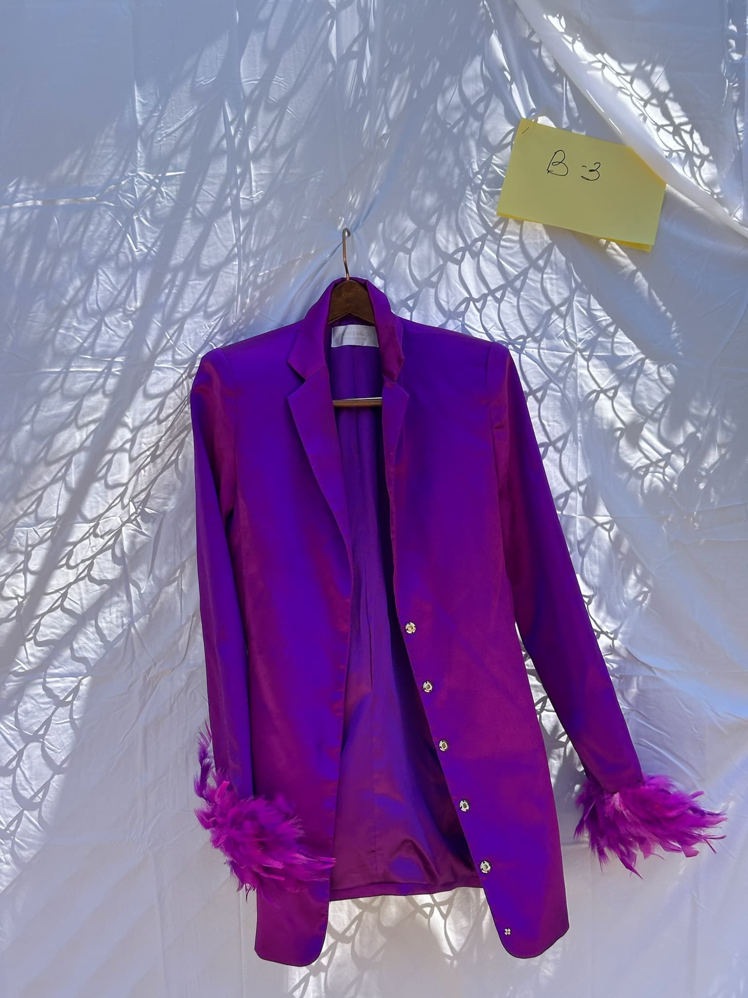 Bronx & Banco Purple Feather Trim Blazer Jacket Women's XS