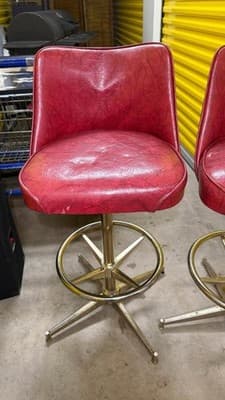 Vintage Red Swivel Bar Stools Set of 2 Mid Century Style 1998 - Thumbnail 2