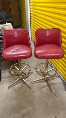 Vintage Red Swivel Bar Stools Set of 2 Mid Century Style 1998