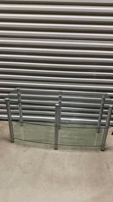 Glass TV Stand / Media Console With Metal Legs 48” Wide - Thumbnail 3