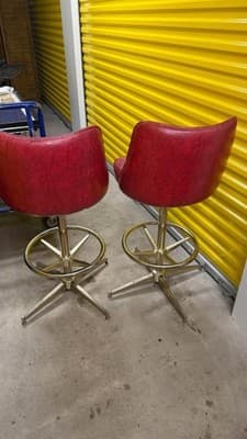 Vintage Red Swivel Bar Stools Set of 2 Mid Century Style 1998 - Thumbnail 5