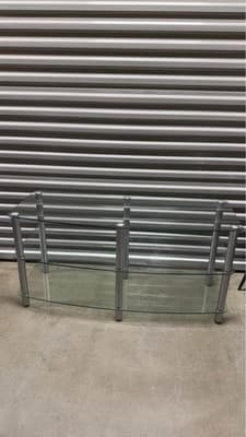 Glass TV Stand / Media Console With Metal Legs 48” Wide - Thumbnail 2