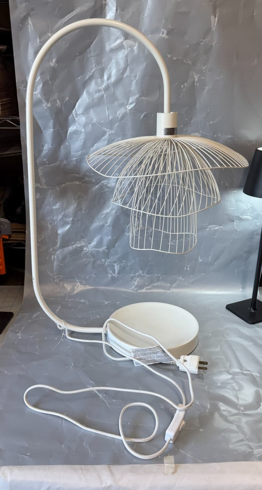 Forestier PC2E14 Table Lamp White Wire Cage Shade Modern Adjustable Neck