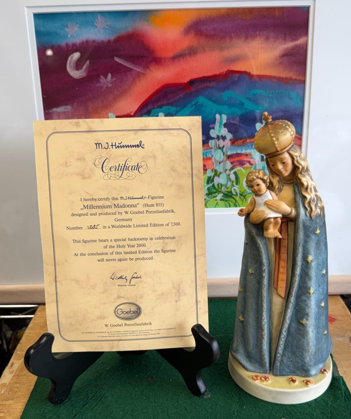 M.J. Hummel Millennium Madonna Hum 855 Figurine Limited Edition 1285/7500 w/ Cer