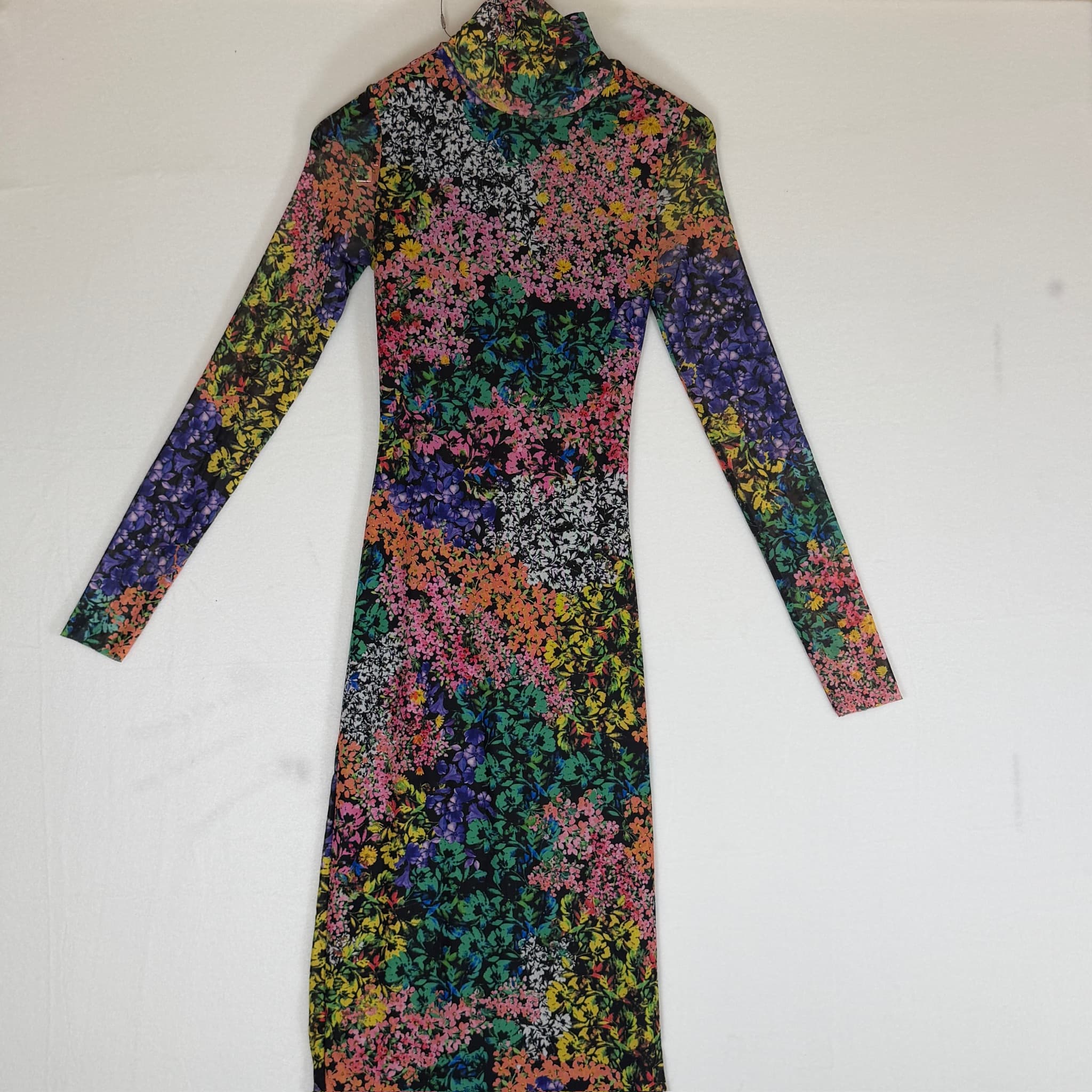 Women's Floral Print Mock Neck Long Sleeve Cutout Back Maxi Dress AED030626FB22