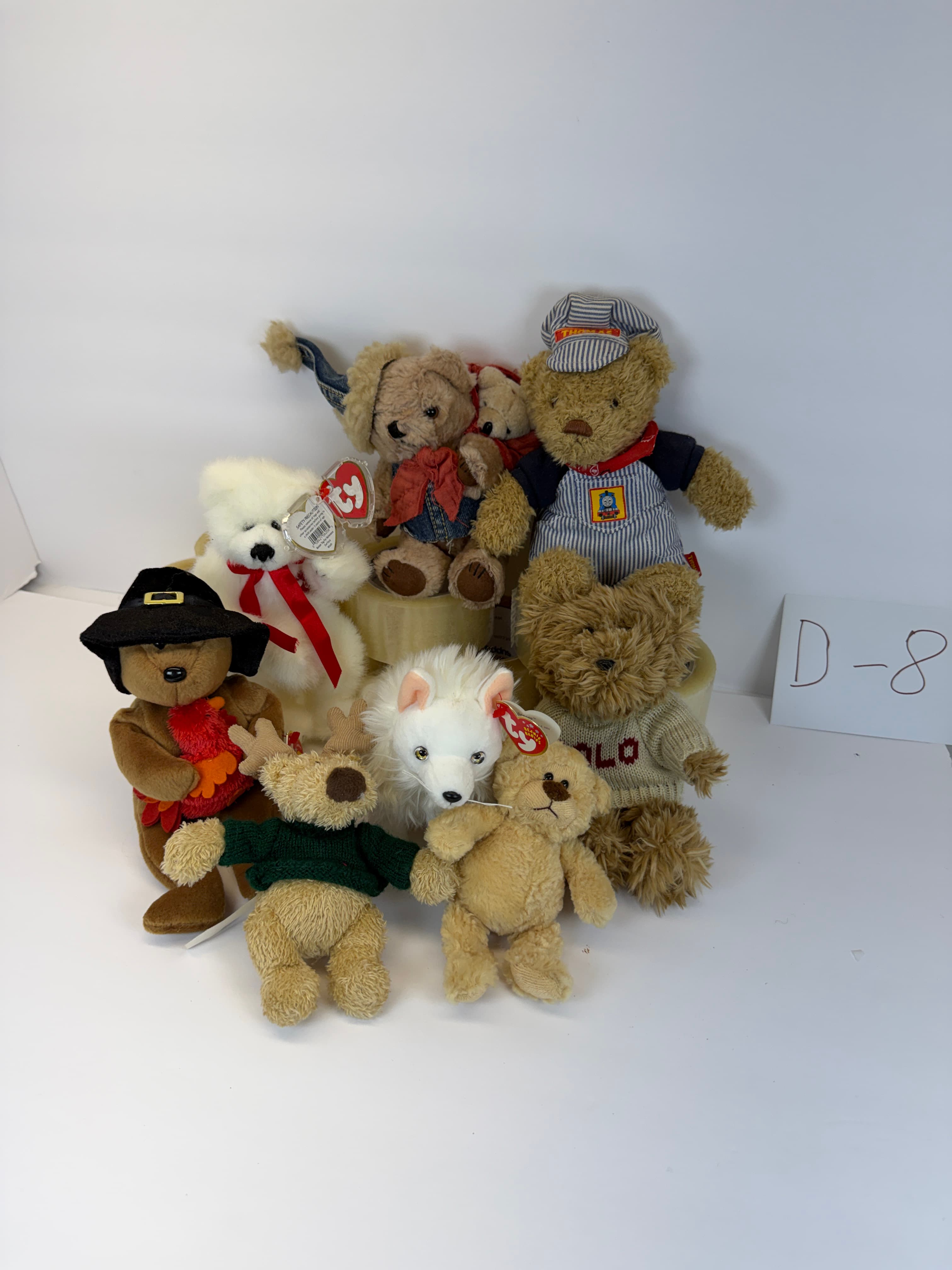 Lot of 8 Ty Beanie Babies Plush Stuffed Animals - Assorted Characters
