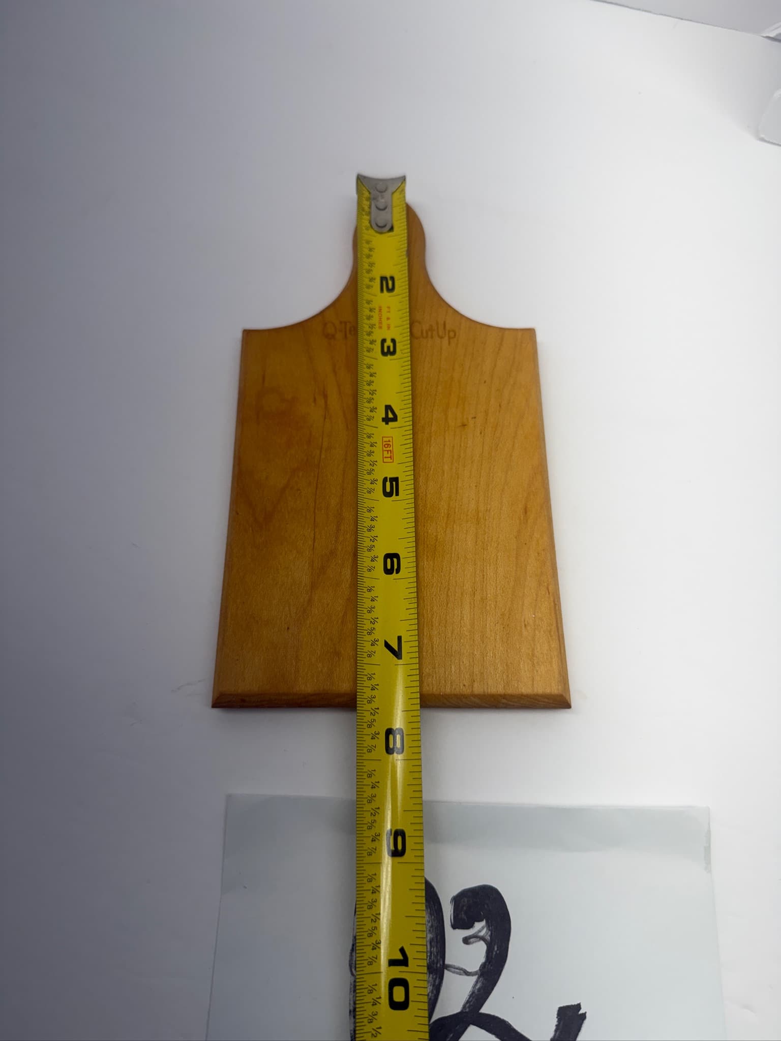 Crate & Barrel QI Board Wooden Cutting Board Engraved "Q Tee Cut Up" - Thumbnail 4