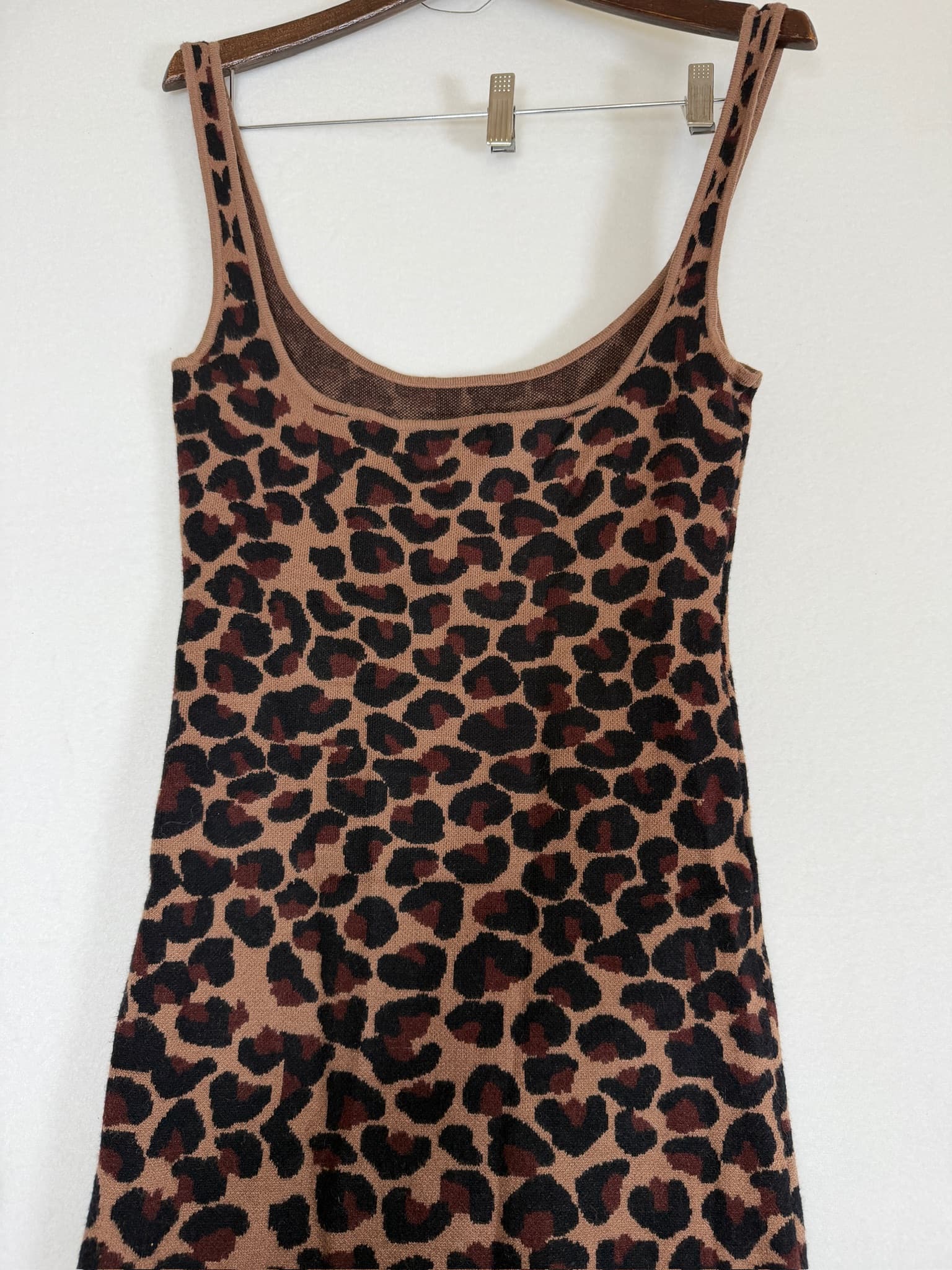 LPA Leopard Print Knit Sleeveless Scoop Neck Midi Dress XS - Thumbnail 8