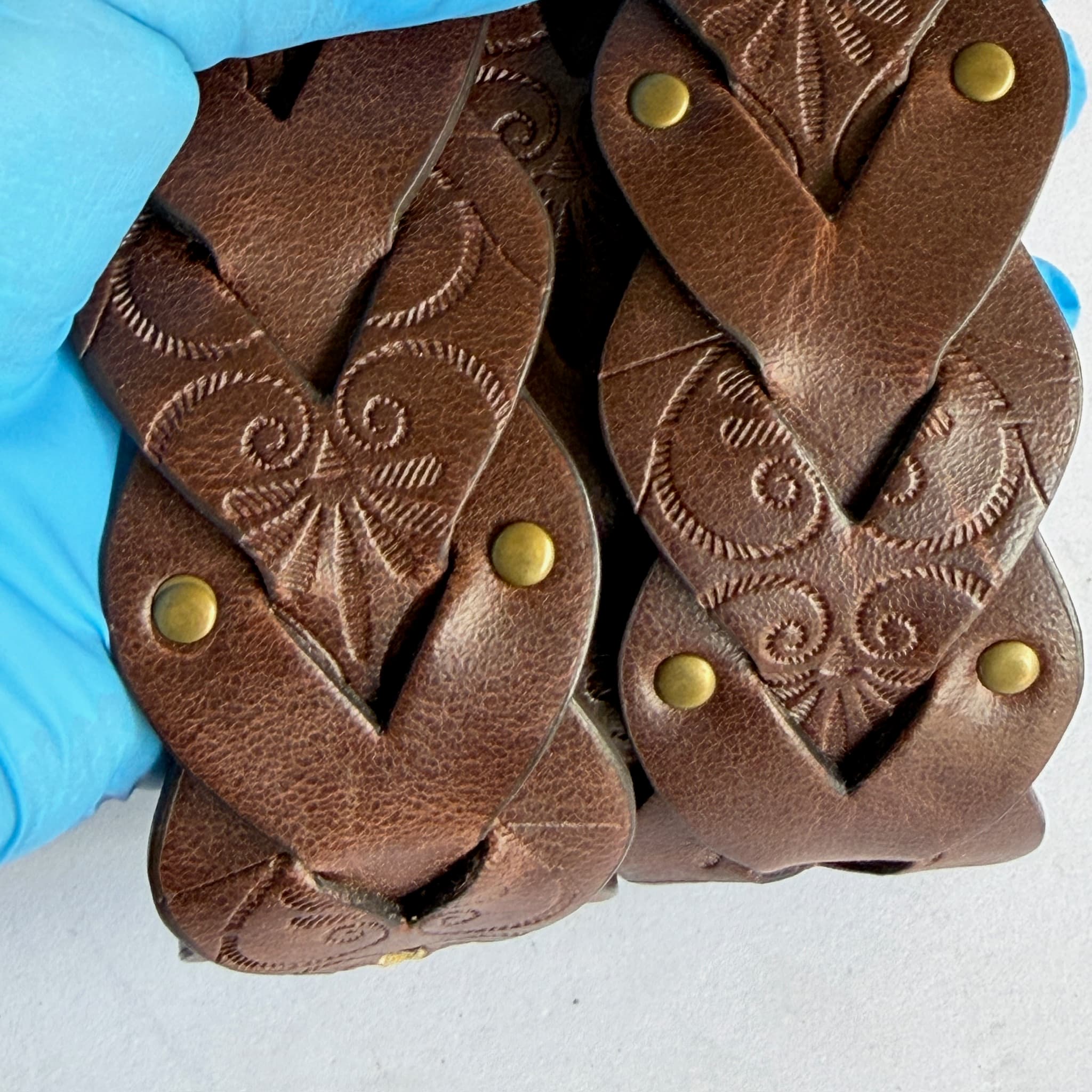 Kohl's Brown Braided Embossed Belt Women's Size 1X Antique Brass Buckle - Thumbnail 6