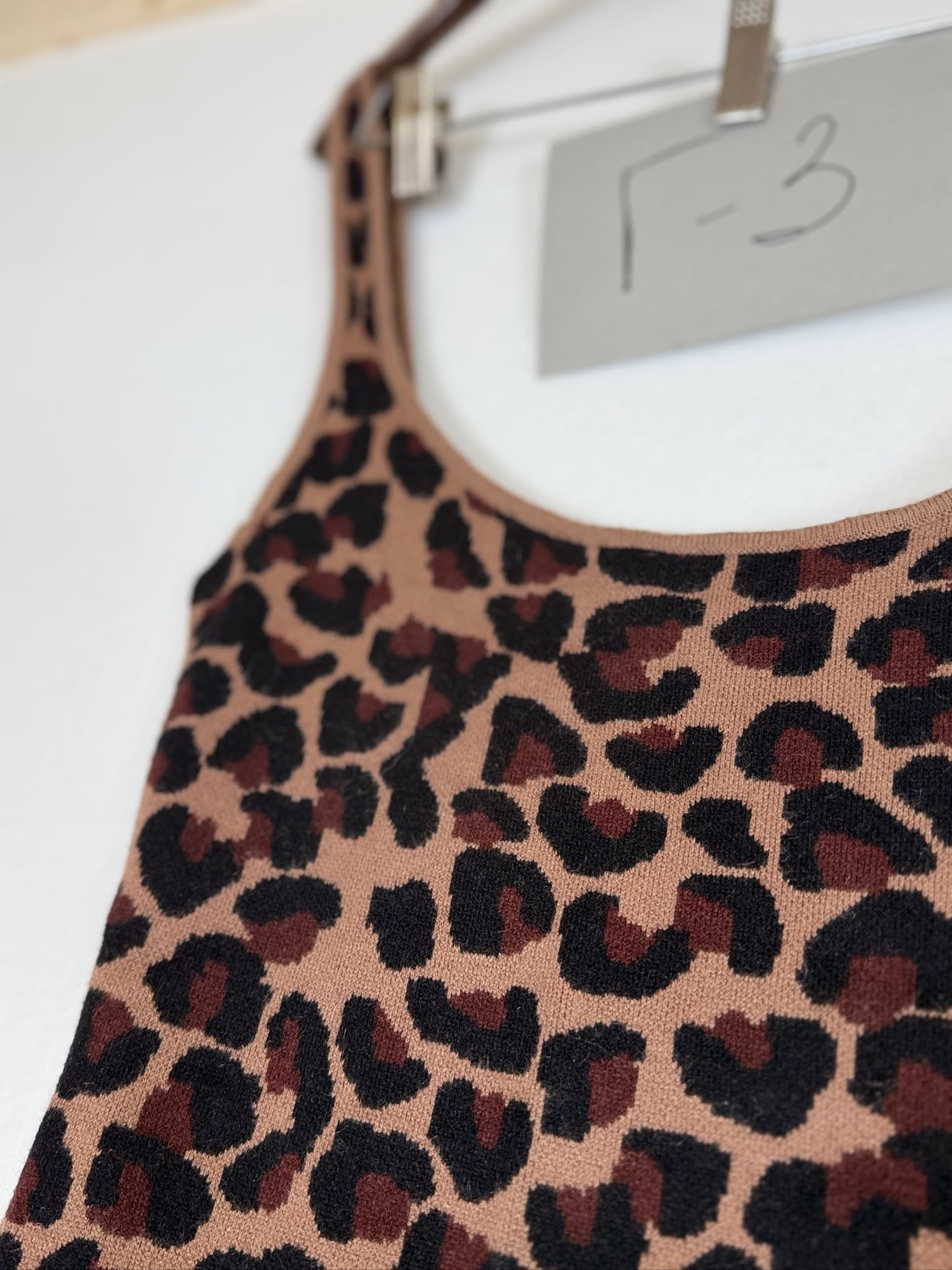 LPA Leopard Print Knit Sleeveless Scoop Neck Midi Dress XS - Thumbnail 3