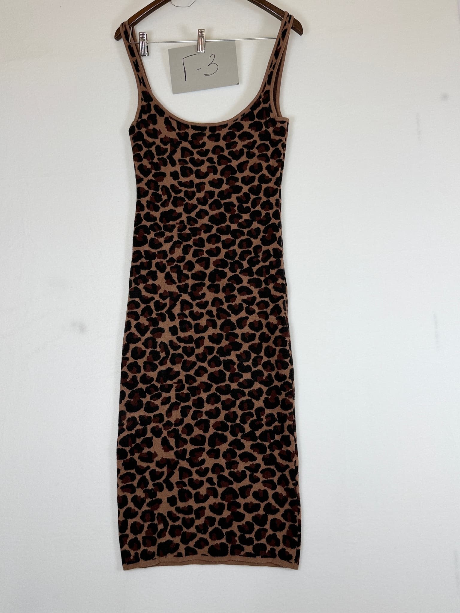 LPA Leopard Print Knit Sleeveless Scoop Neck Midi Dress XS