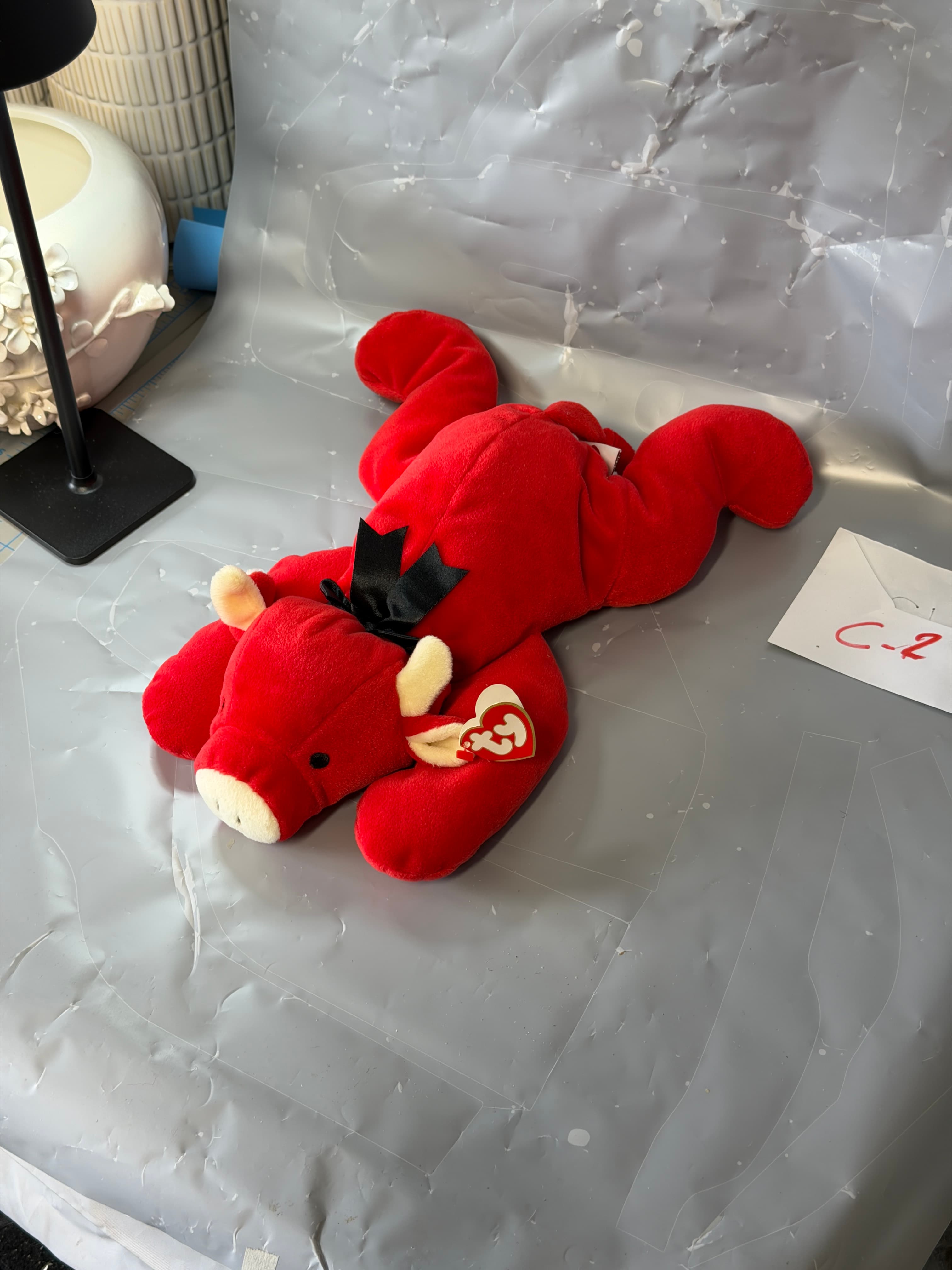 Ty Beanie Baby Red Plush Toy New With Tags Black Bow