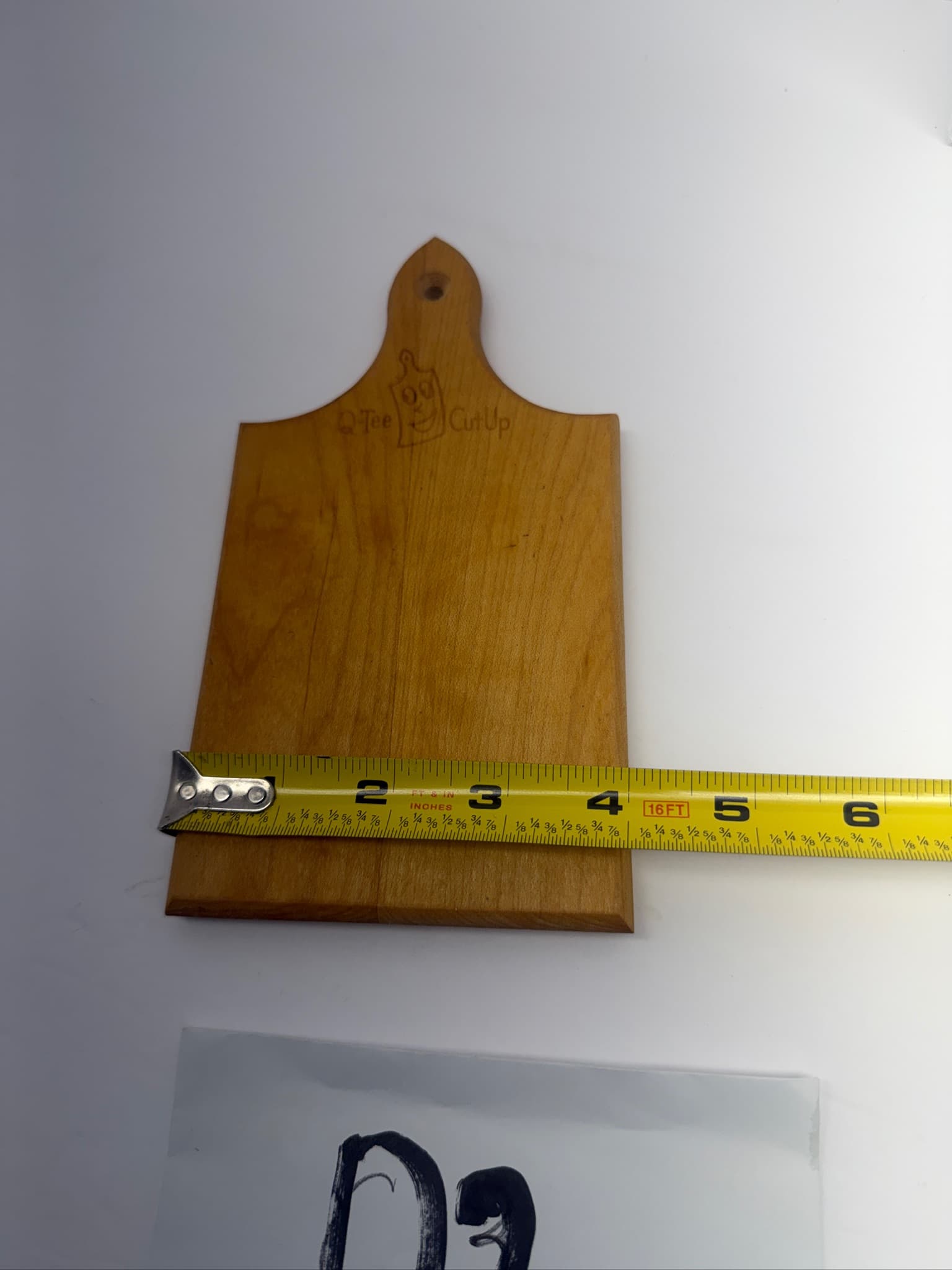 Crate & Barrel QI Board Wooden Cutting Board Engraved "Q Tee Cut Up" - Thumbnail 5