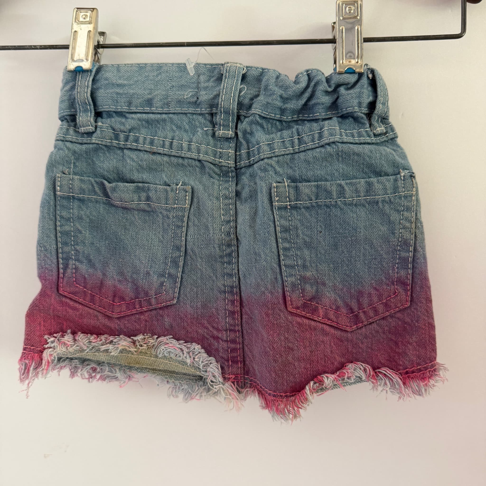 Girls+ Denim Skirt Ombre Dye Graphic Print Frayed Hem Size 12M - Thumbnail 4