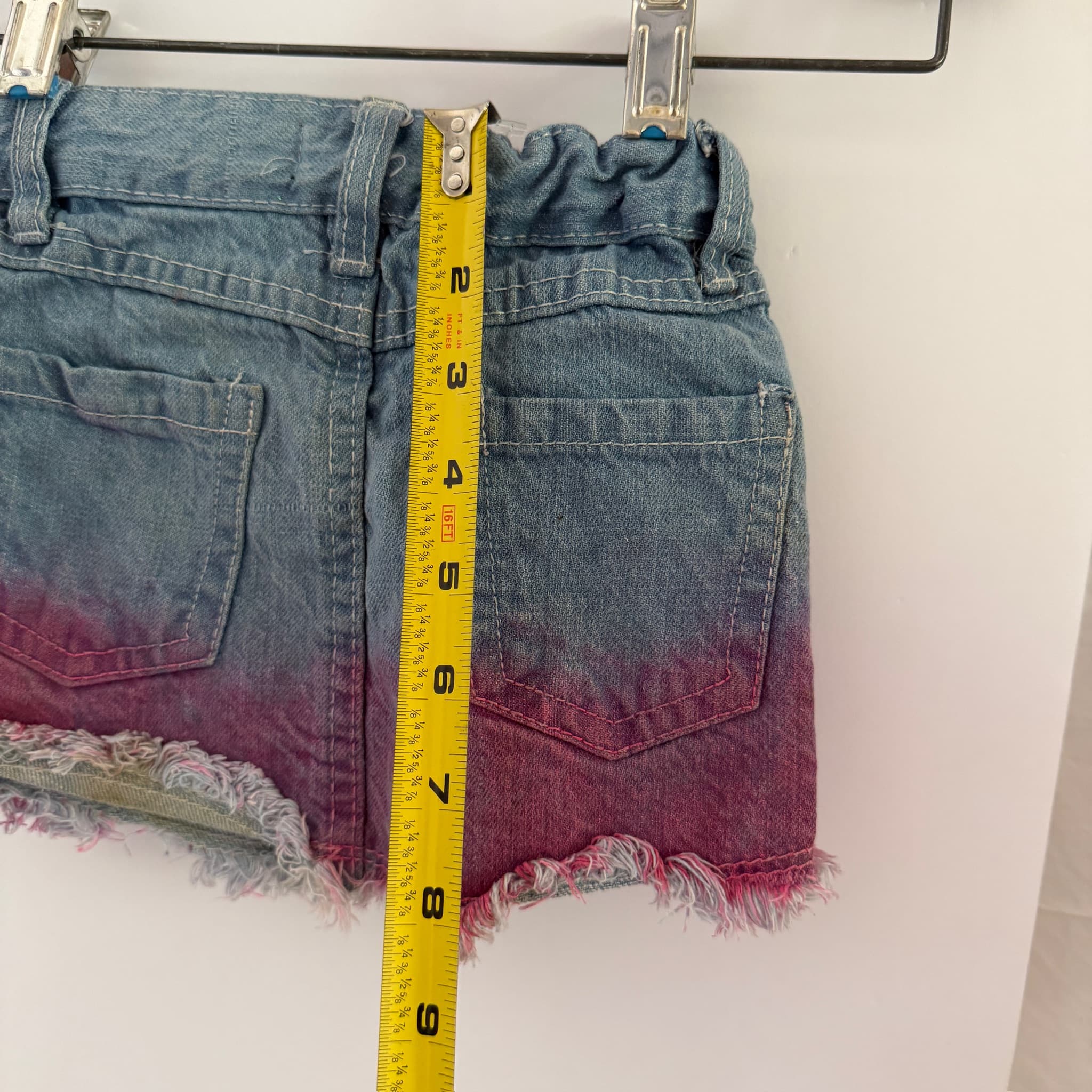 Girls+ Denim Skirt Ombre Dye Graphic Print Frayed Hem Size 12M - Thumbnail 6