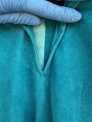 Norma Walters Suede Leather 2Pc Set Teal Top Skirt Women S Vintage - Thumbnail 3