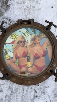 Vintage Nautical Ship Porthole Window Brass Wall Decor Marine 18in - Thumbnail 3