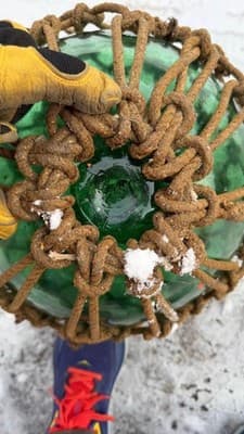 Vintage Green Glass Fishing Floats w Rope Net Nautical Decor Set of 2 - Thumbnail 8