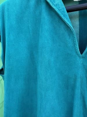 Norma Walters Suede Leather 2Pc Set Teal Top Skirt Women S Vintage - Thumbnail 10