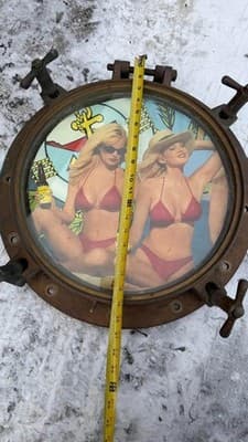 Vintage Nautical Ship Porthole Window Brass Wall Decor Marine 18in - Thumbnail 4
