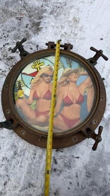 Vintage Nautical Ship Porthole Window Brass Wall Decor Marine 18in - Thumbnail 5