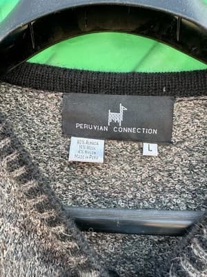 Peruvian Connection Alpaca Wool 2Pc Set Cardigan Skirt Gray Women L - Thumbnail 3