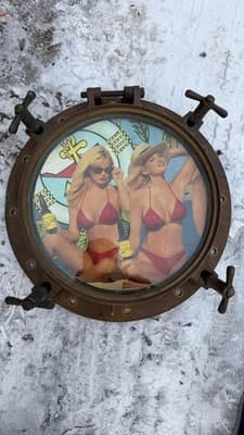 Vintage Nautical Ship Porthole Window Brass Wall Decor Marine 18in - Thumbnail 2