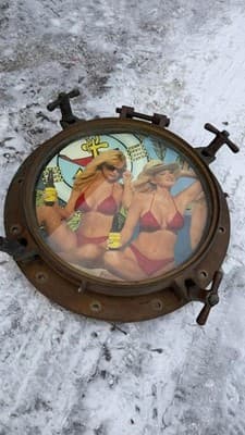 Vintage Nautical Ship Porthole Window Brass Wall Decor Marine 18in - Thumbnail 7