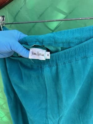 Norma Walters Suede Leather 2Pc Set Teal Top Skirt Women S Vintage - Thumbnail 7