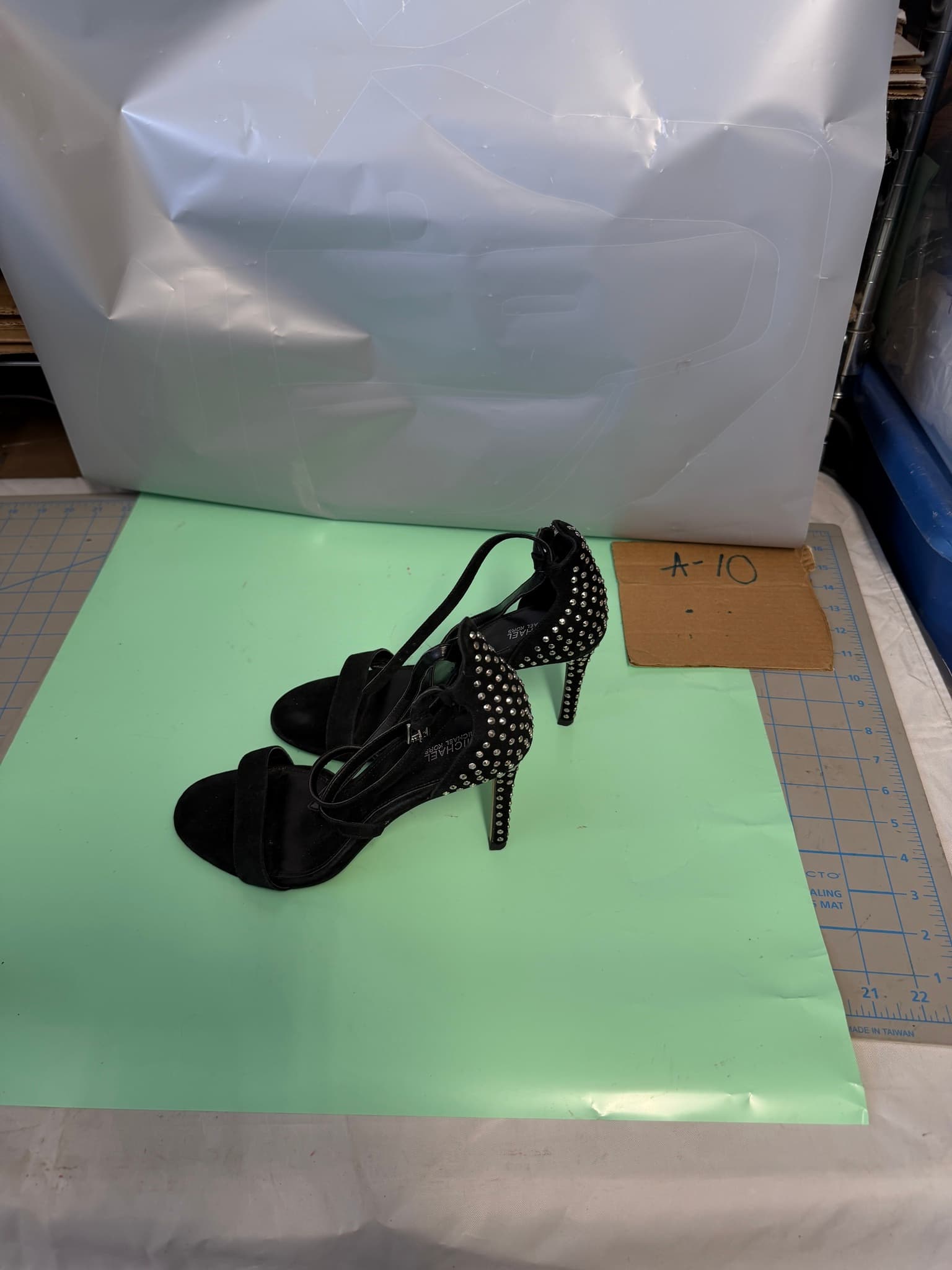 Michael Kors Black Suede Studded Ankle Strap Stiletto Heels Women's Size 8M - Thumbnail 2