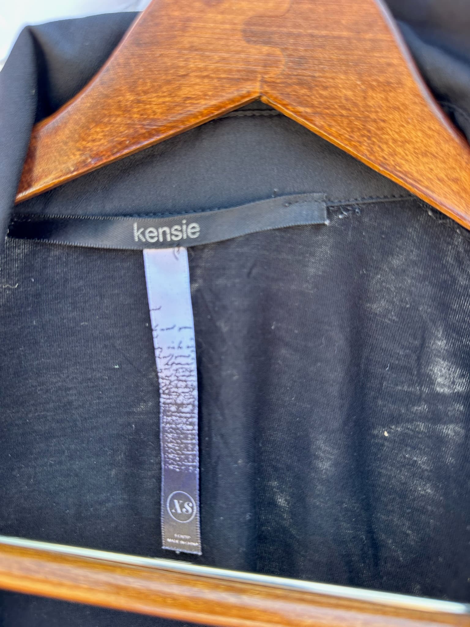 Kensie Black Collared Button-Up Shirt Women's XS Roll-Tab Sleeves - Thumbnail 2