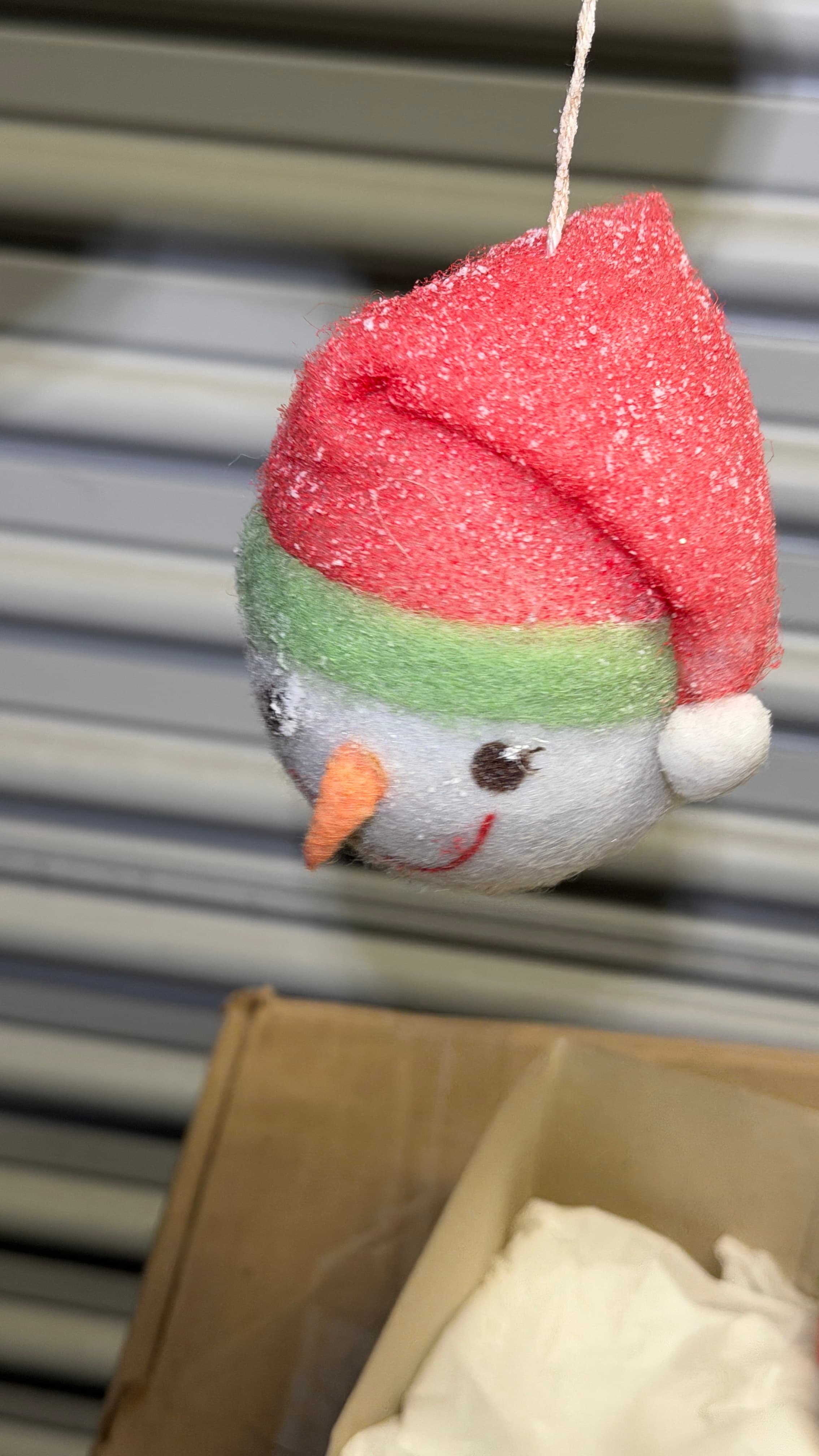 Crate & Barrel Snowman Head Ornaments (2) Christmas Felt Glitter Holiday Decor - Thumbnail 9