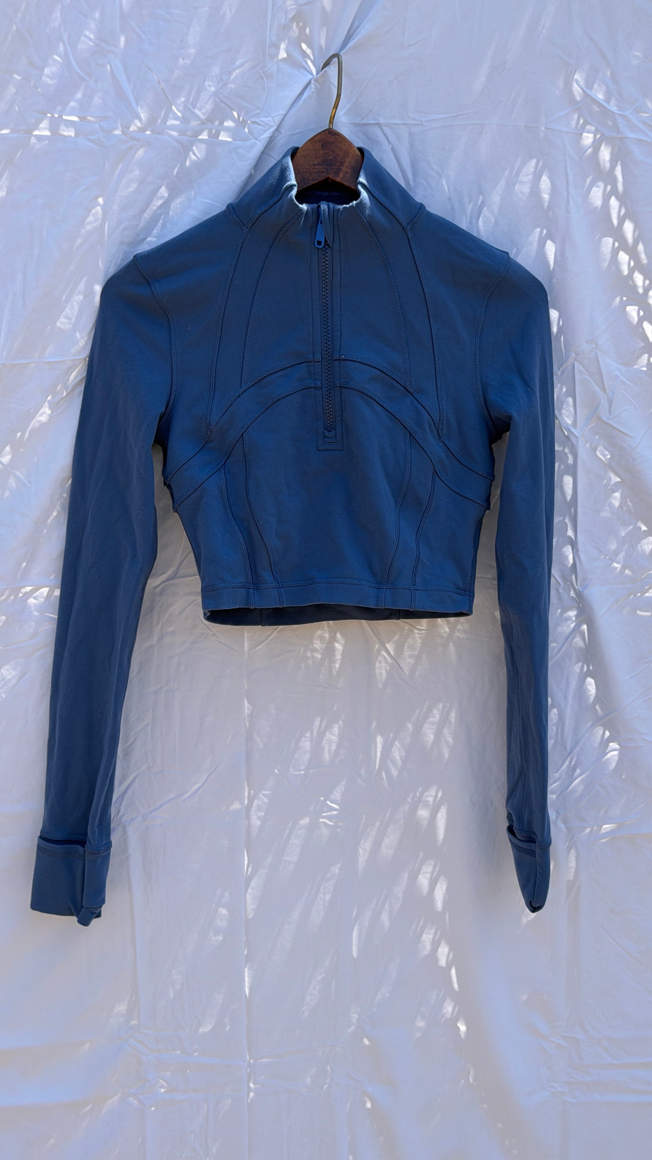 Lululemon Aria Jacket Cropped Quarter Zip Long Sleeve Women's Size 4 Blue - Thumbnail 8
