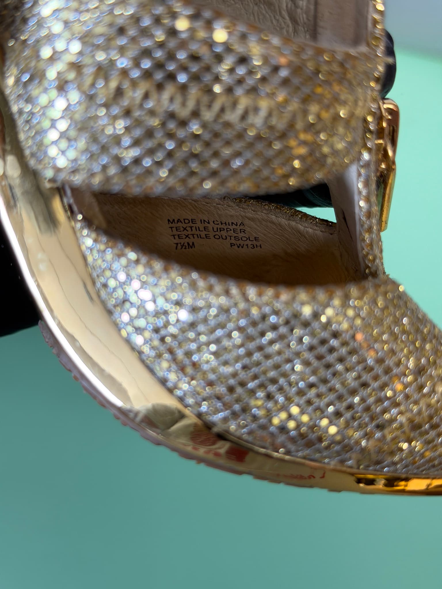 Michael Kors Women's Gold Glitter Peep Toe Platform Heels Size 7.5M - Thumbnail 12