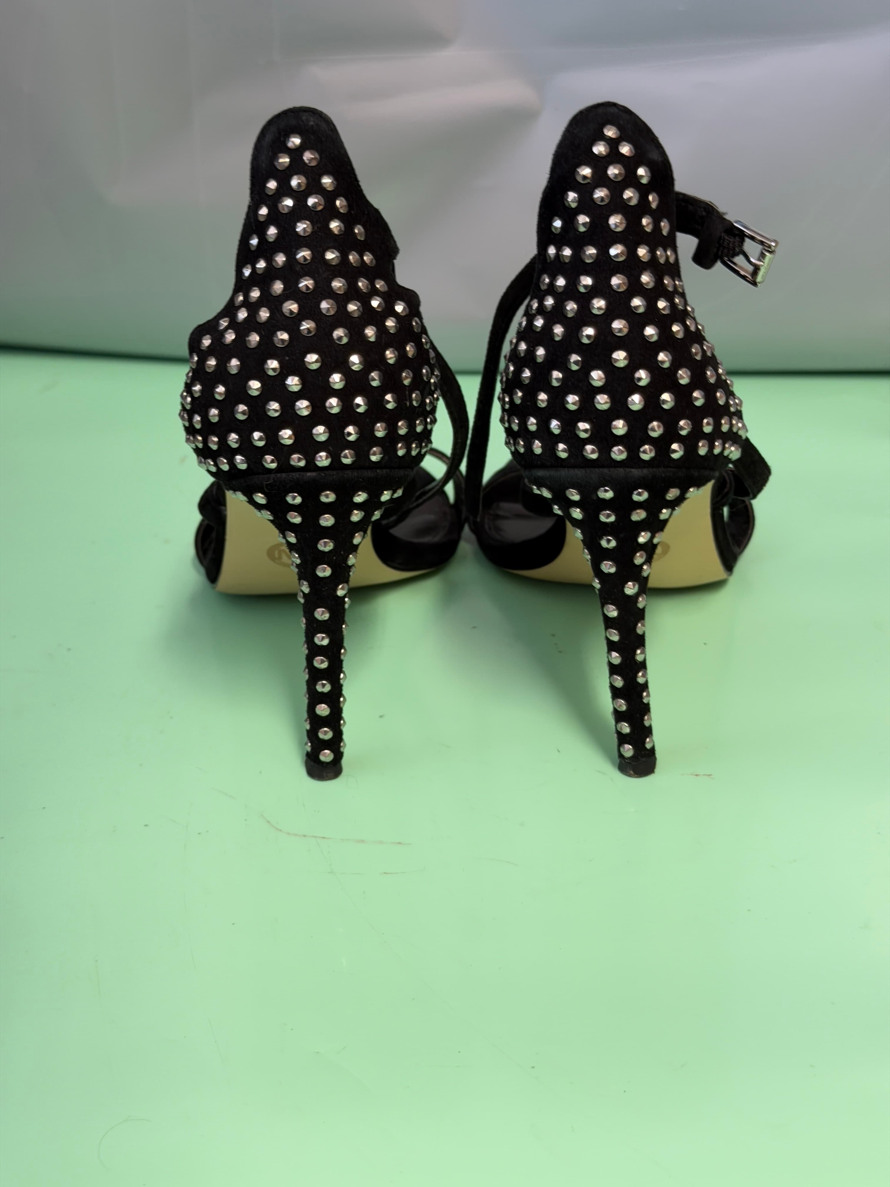 Michael Kors Black Suede Studded Ankle Strap Stiletto Heels Women's Size 8M - Thumbnail 8