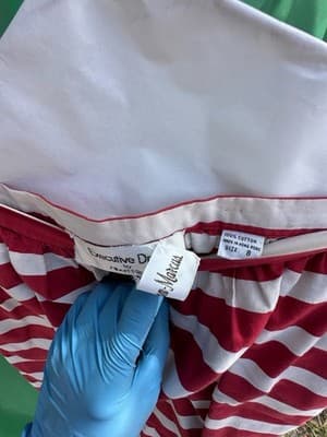 Norman Marcus Skirt Set Red White Striped Size 8 Cotton Vintage - Thumbnail 6