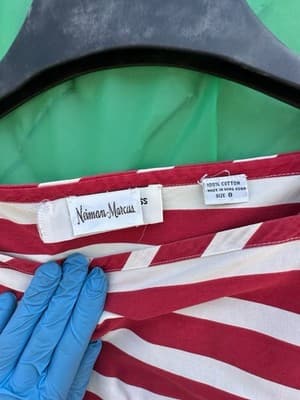 Norman Marcus Skirt Set Red White Striped Size 8 Cotton Vintage - Thumbnail 3