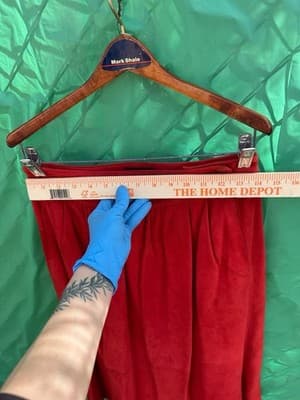 Mark Shale Red Leather Skirt Women M Pleated Midi Button Detail - Thumbnail 8