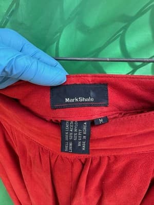 Mark Shale Red Leather Skirt Women M Pleated Midi Button Detail - Thumbnail 3