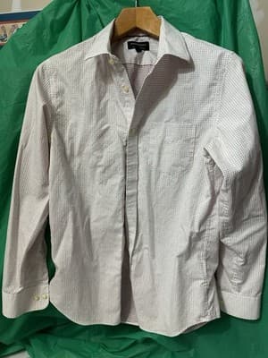Banana Republic Shirt Mens Medium White Slim Fit Non Iron Geometric Print