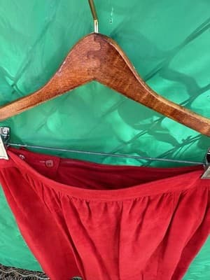 Mark Shale Red Leather Skirt Women M Pleated Midi Button Detail - Thumbnail 11