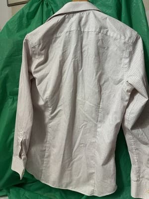 Banana Republic Shirt Mens Medium White Slim Fit Non Iron Geometric Print - Thumbnail 8