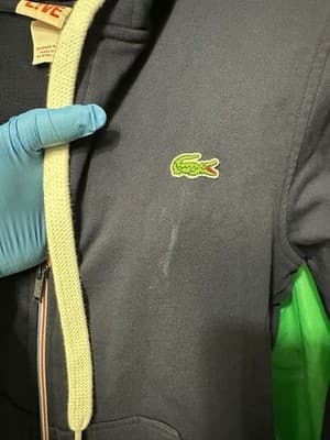 Lacoste LIVE Navy Full Zip Hoodie Crocodile Logo Drawstring Size 4 - Thumbnail 3