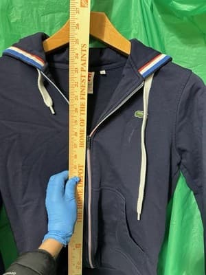 Lacoste LIVE Navy Full Zip Hoodie Crocodile Logo Drawstring Size 4 - Thumbnail 8