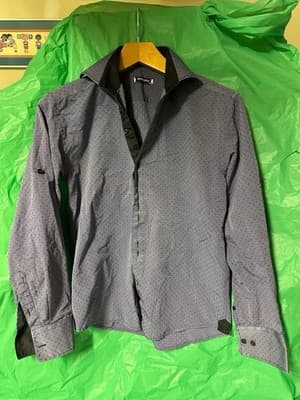 Bespoke Men’s Dress Shirt Medium Blue Pattern Button Down Long Sleeve